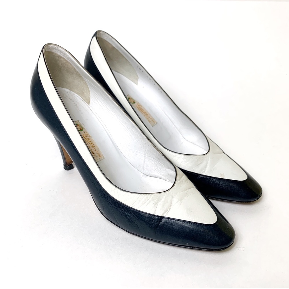 Gucci Vintage Navy Leather Heels - Size 39